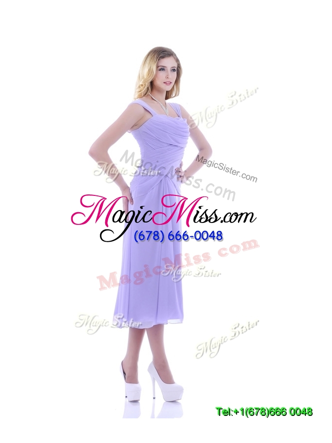 wholesale fashionable lavender empire square dama dress in tea length