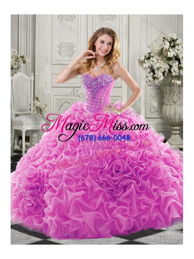 wholesale new style organza lavender sweet 16 dress with beading and ruffles