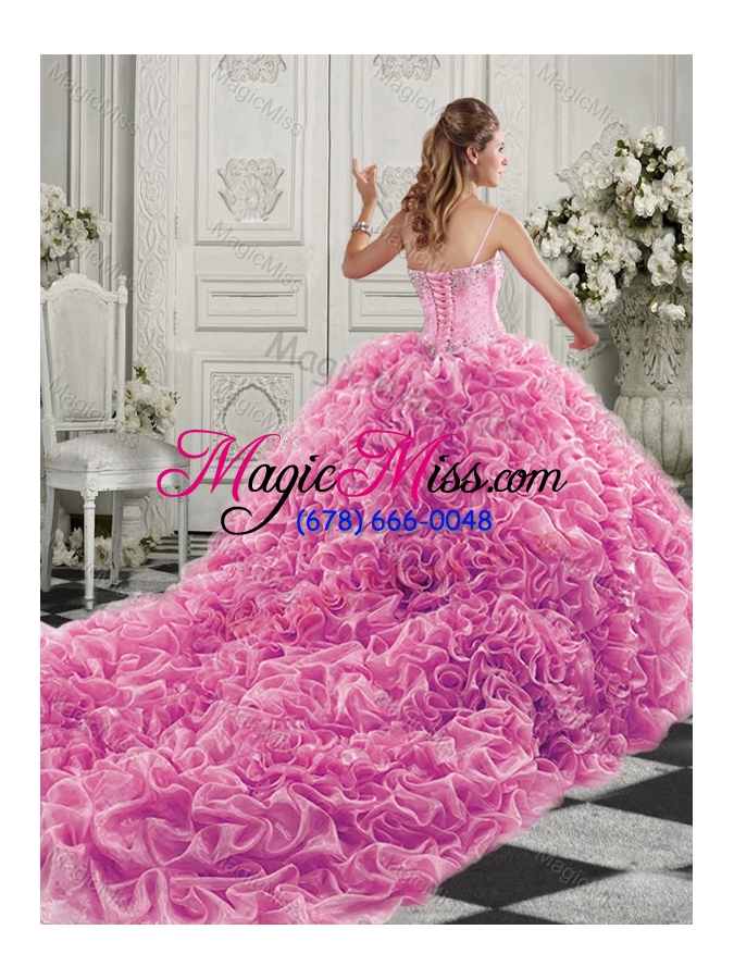 wholesale pretty really puffy aqua blue quinceanera dress with beading and ruffles