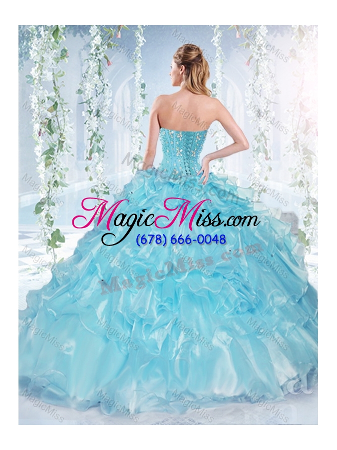 wholesale modest visible boning organza detachable quinceanera dress with beaded bodice