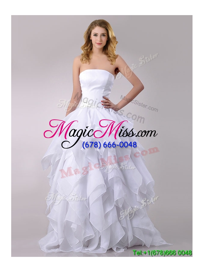 wholesale perfect a line strapless ruffled wedding dress in chiffon