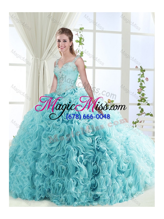 wholesale gorgeous beaded straps detachable quinceanera gowns  with see through back