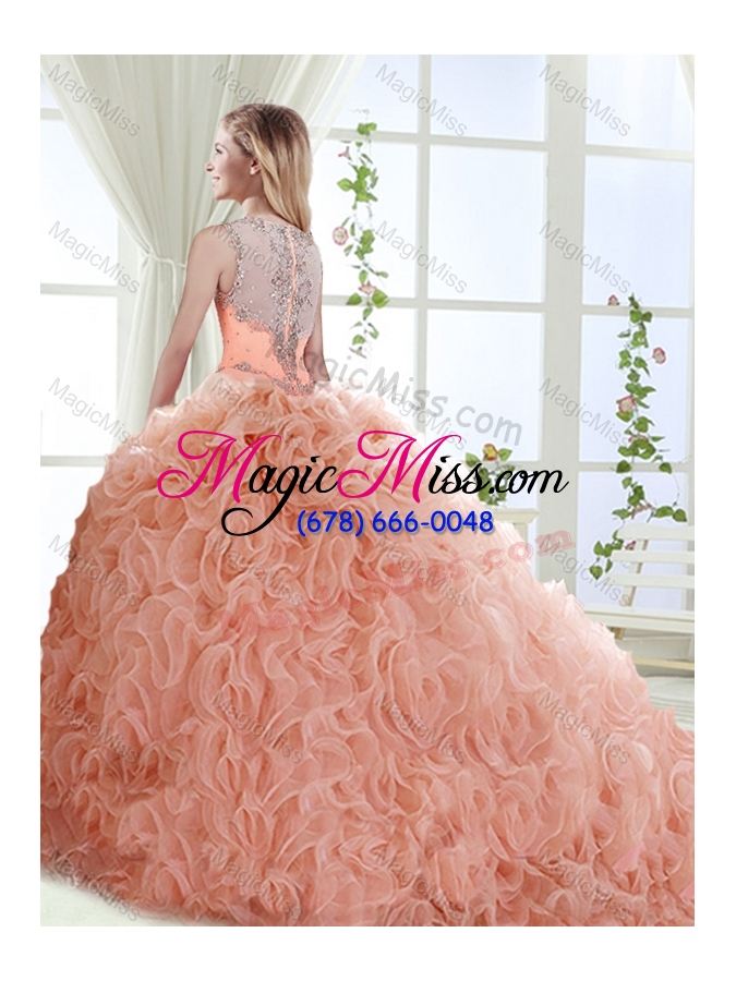 wholesale gorgeous beaded straps detachable quinceanera gowns  with see through back