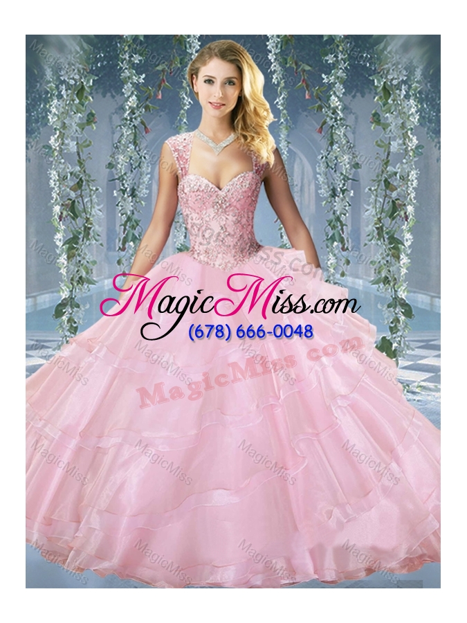 wholesale luxurious beaded and ruffled layers sweet 16 dress with detachable straps