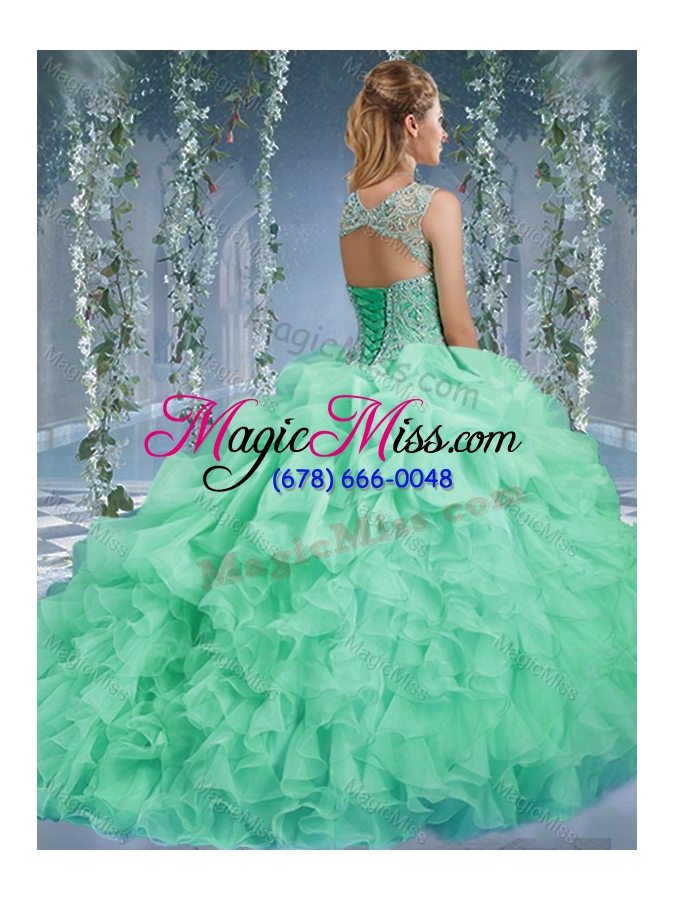 wholesale unique organza big puffy watermelon quinceanera dress with beading and ruffles