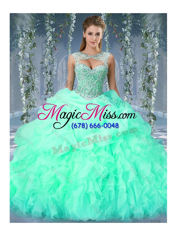 wholesale unique organza big puffy watermelon quinceanera dress with beading and ruffles