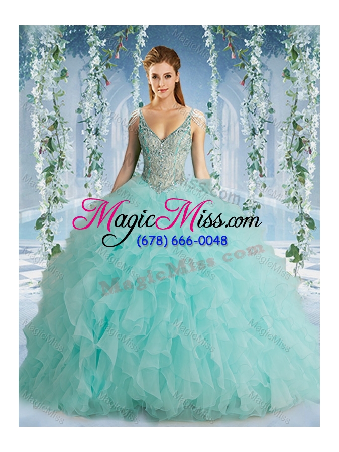 wholesale the super hot beaded decorated cap sleeves sweet fifteen dresses  with deep v neck