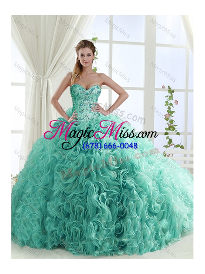 wholesale decent rolling flowers really puffy vestidos de quinceanera dresses with beading