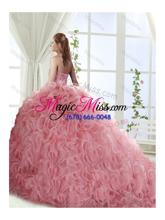 wholesale decent rolling flowers really puffy vestidos de quinceanera dresses with beading