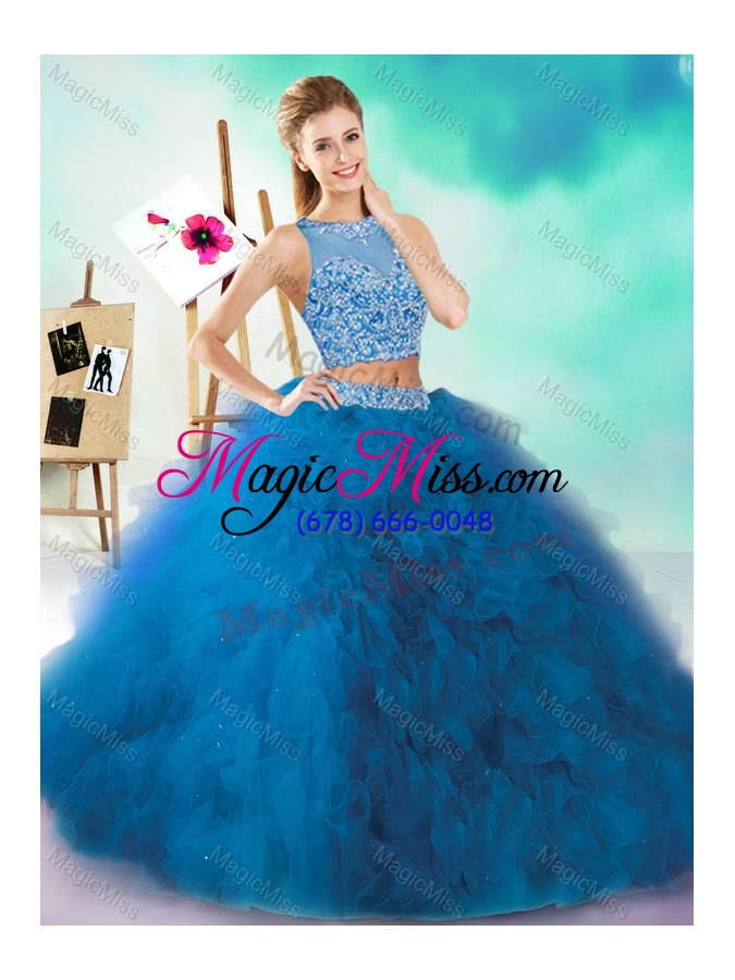 wholesale classical beaded and ruffled fuchsia vestidos de quinceanera  with see through