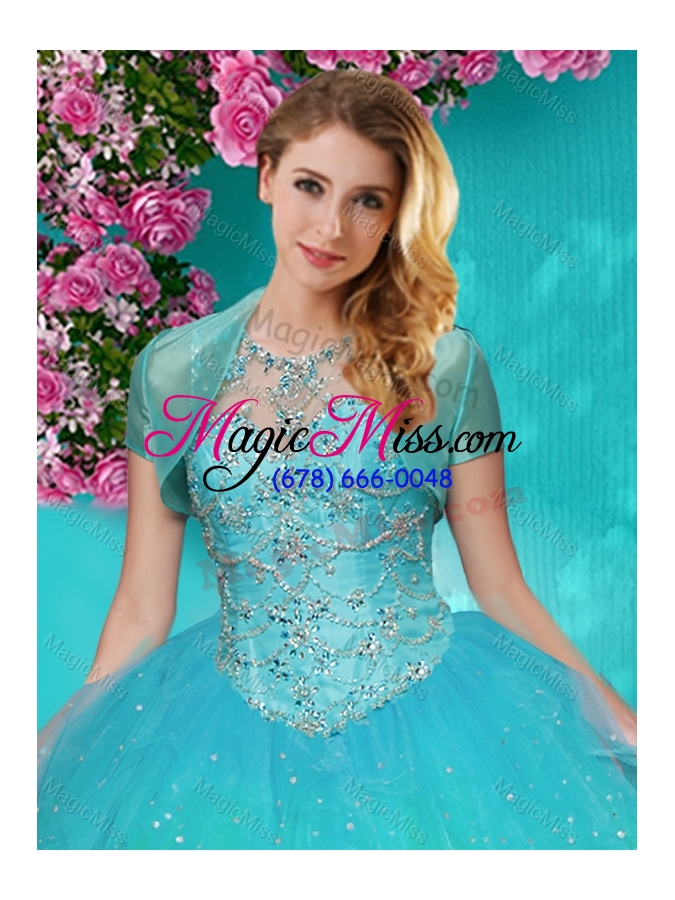 wholesale gorgeous see through beaded scoop quinceanera dress in multi color