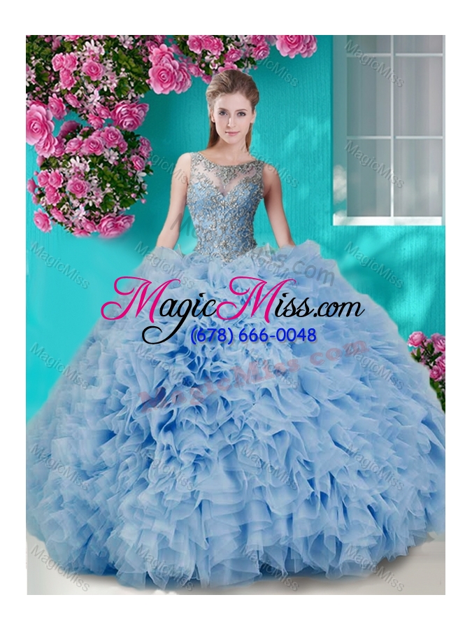 wholesale gorgeous see through beaded scoop quinceanera gown in champagne