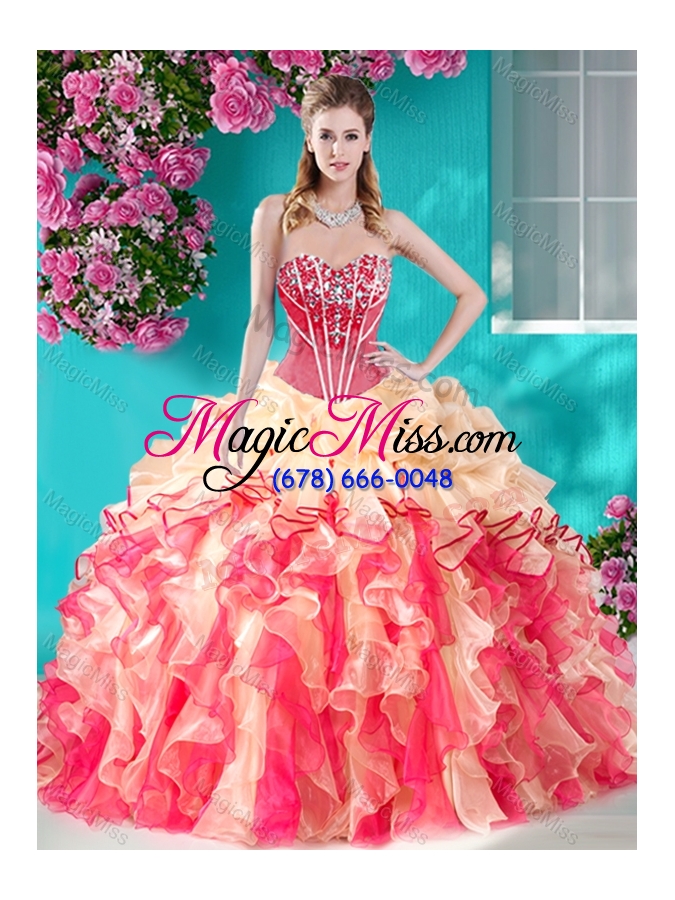 wholesale colorful ball gown sweetheart quinceanera dress with rhinestones and beading