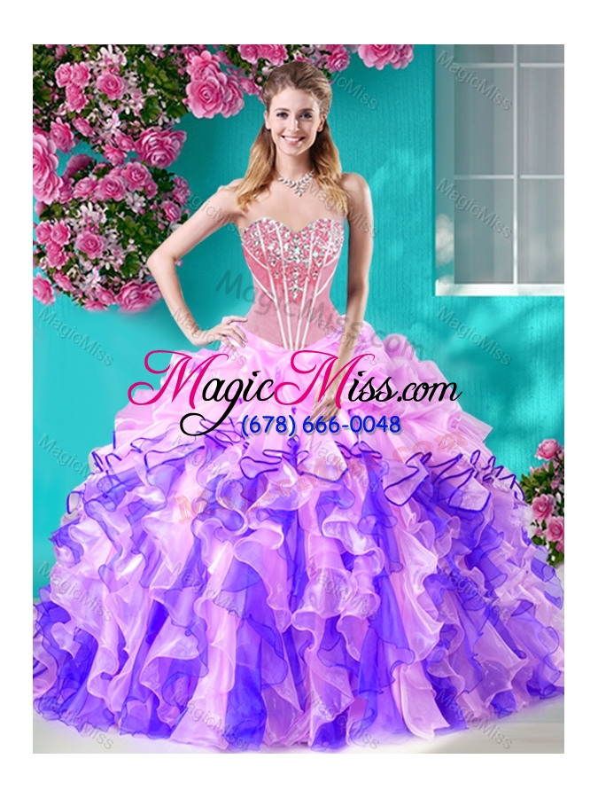 wholesale colorful ball gown sweetheart quinceanera dress with rhinestones and beading