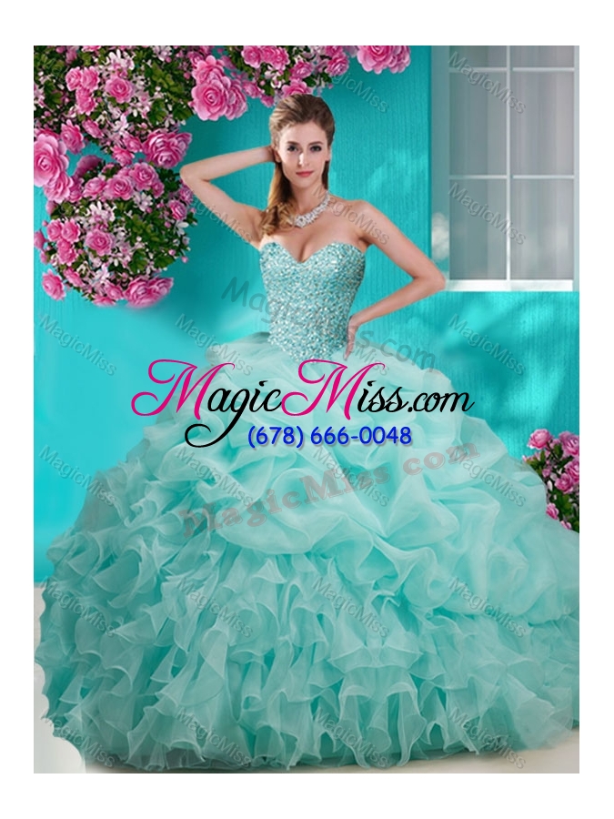 wholesale flirting brush train really puffy quinceanera dress with beading and ruffles