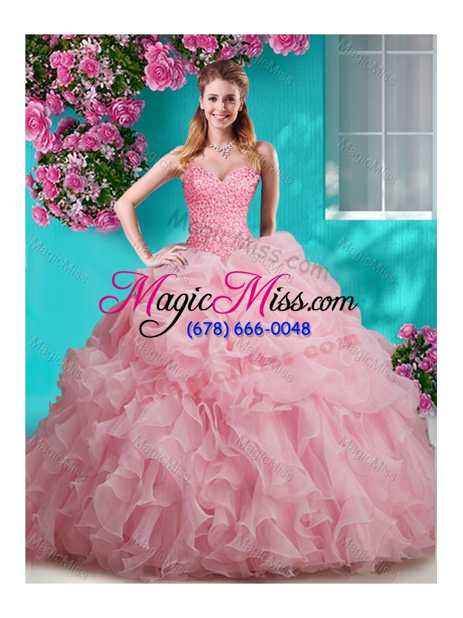 wholesale flirting brush train really puffy quinceanera dress with beading and ruffles