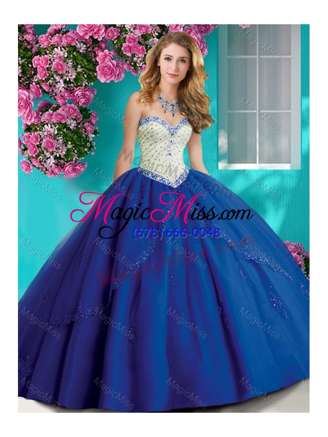 wholesale elegant beaded and applique tulle quinceanera dress in champagne