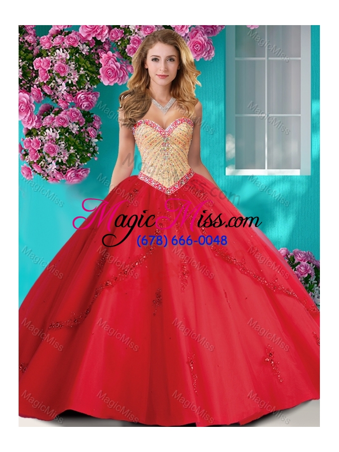 wholesale elegant beaded and applique tulle quinceanera dress in champagne