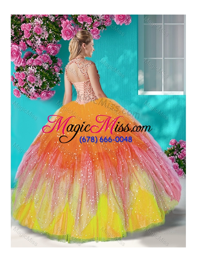 wholesale fashionable beaded and applique quinceanera dress in multi color