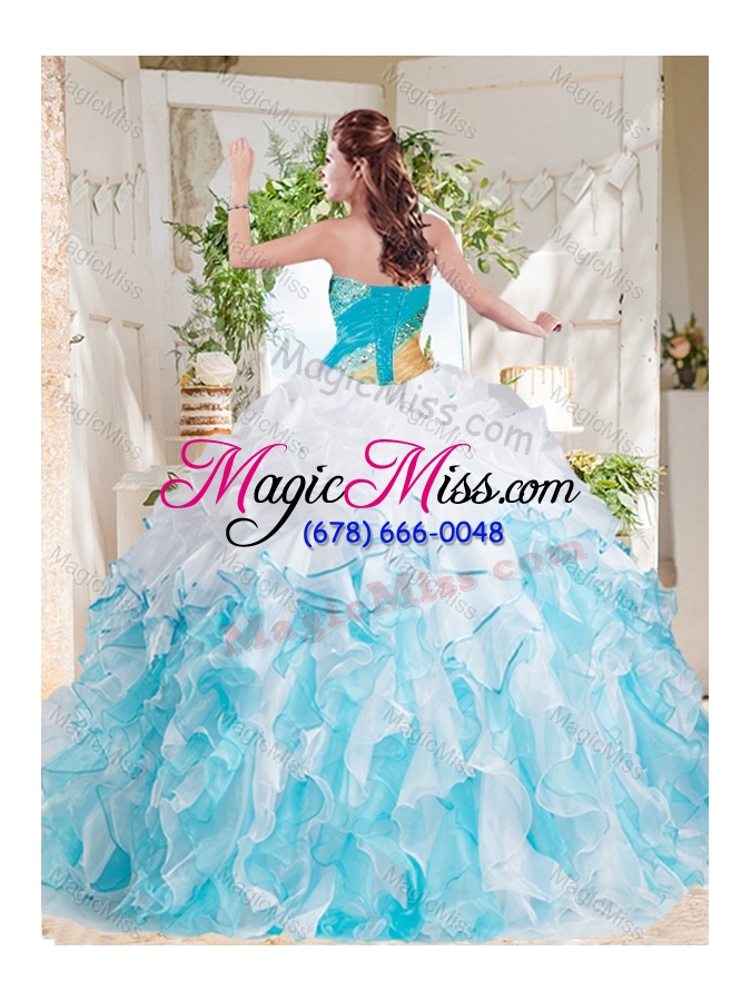 wholesale cheap big puffy colorful sweet fifteen gown with beading and ruffles