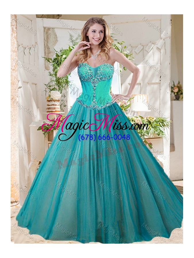 wholesale gorgeous a line brush train sweet sixteen dresses with beading and sash