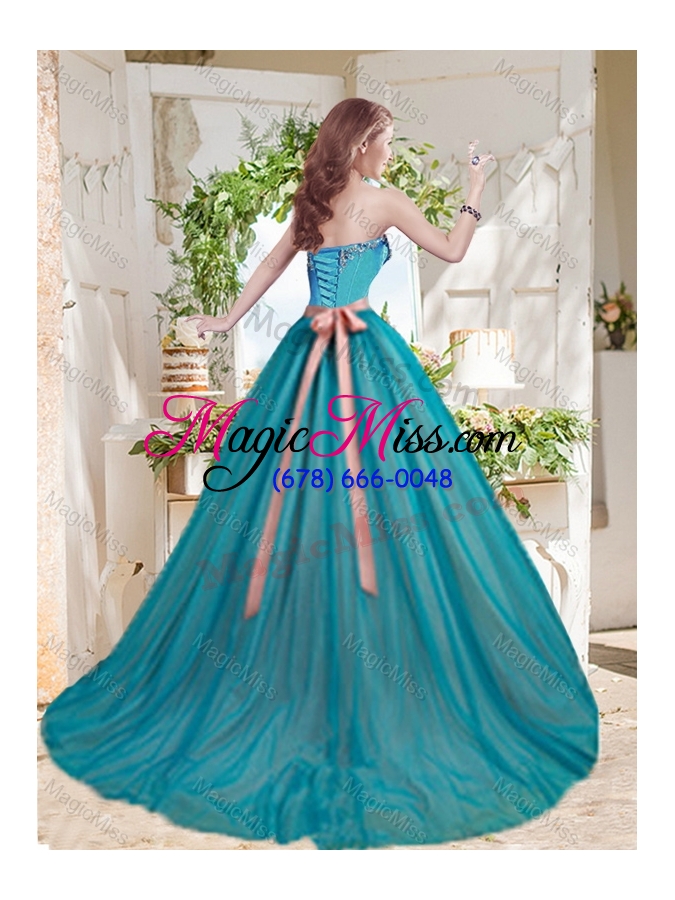 wholesale gorgeous a line brush train sweet sixteen dresses with beading and sash