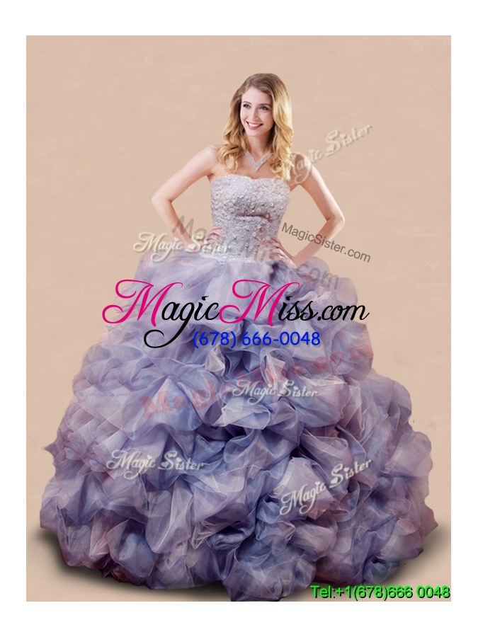 wholesale romantic beaded and bubble big puffy quinceanera dress in lavender