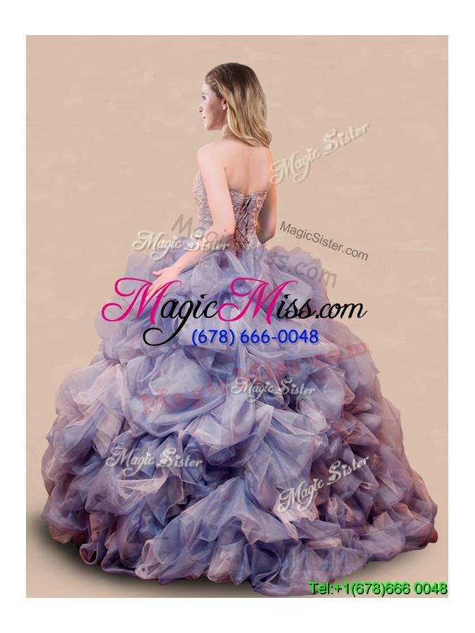 wholesale romantic beaded and bubble big puffy quinceanera dress in lavender