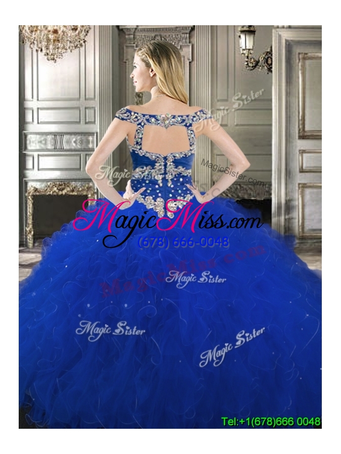 wholesale classical off the shoulder cap sleeves quinceanera dress with beading and ruffles