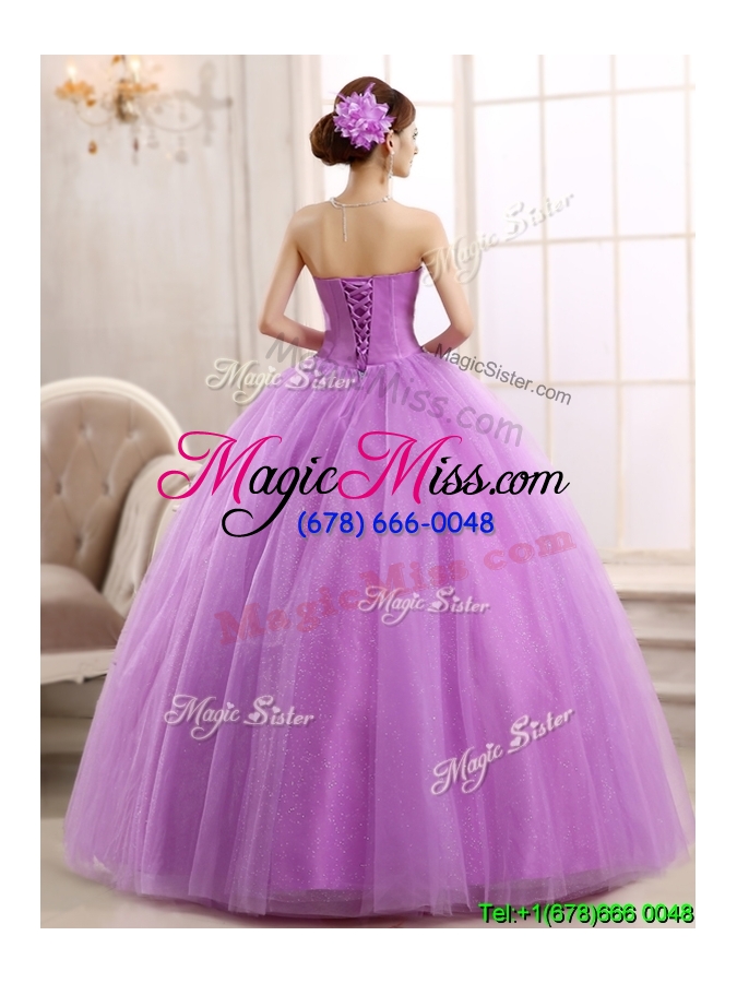 wholesale hot sale lilac really puffy tulle quinceanera dress with beading