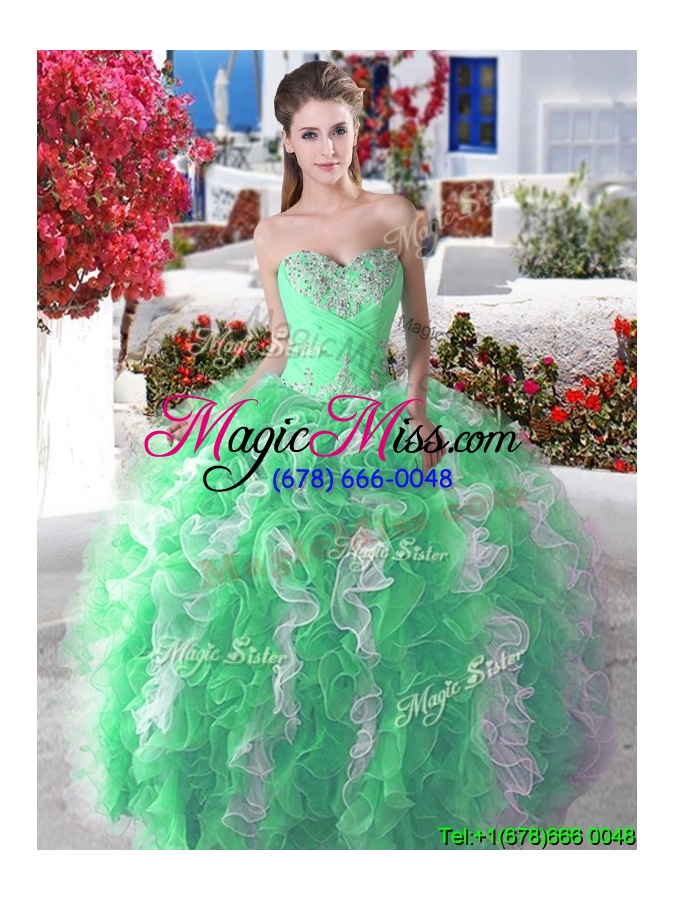 wholesale wonderful organza big puffy sweet 16 dress with beading and ruffles