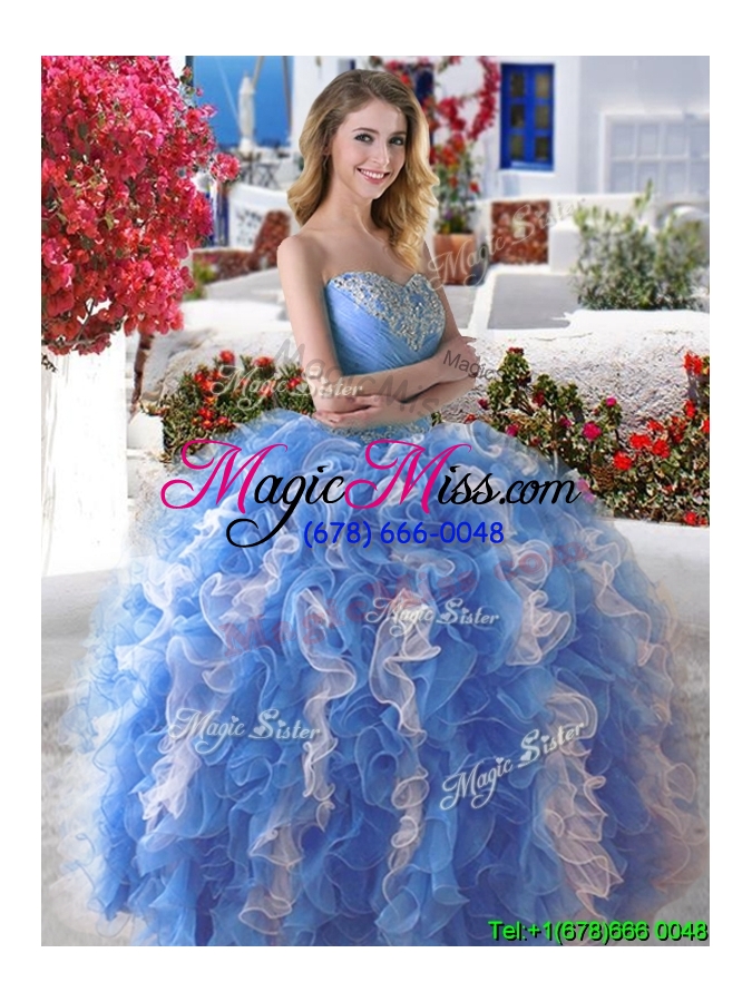 wholesale wonderful organza big puffy sweet 16 dress with beading and ruffles