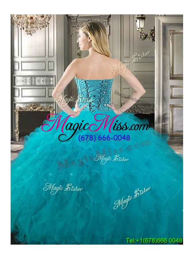 wholesale new style red tulle sweet 16 dress with beading and ruffles