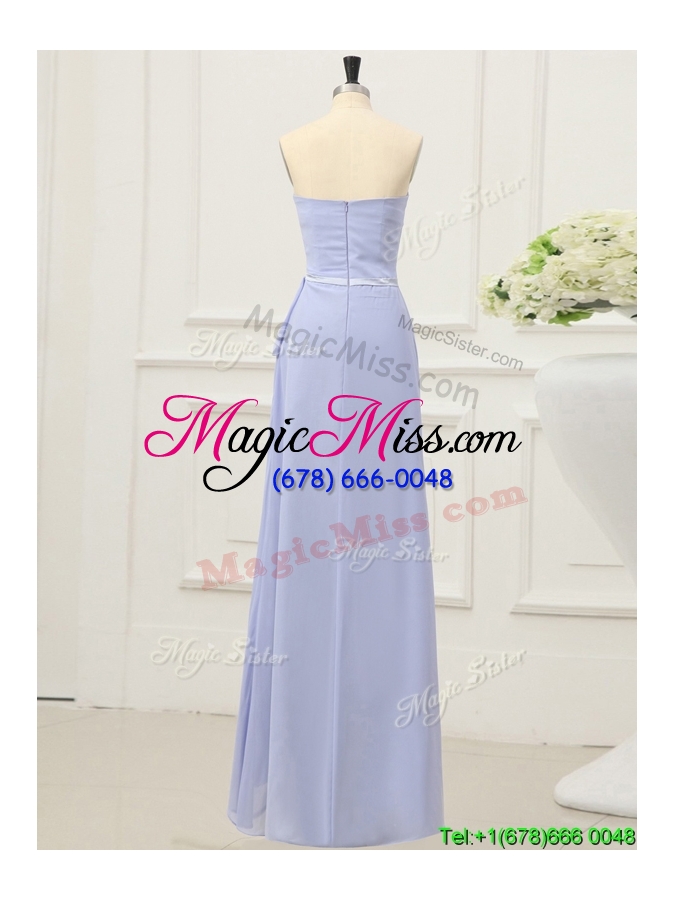 wholesale simple strapless empire lilac prom dress with belt for spring