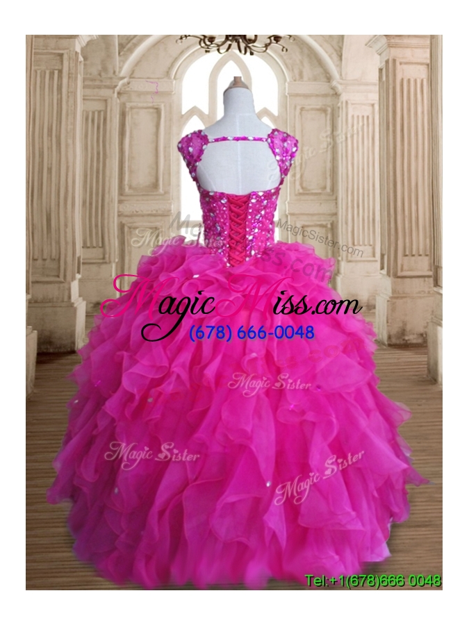 wholesale elegant straps big puffy quinceanera dress with beading and ruffles