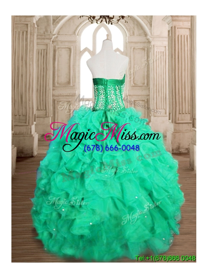 wholesale perfect beaded and ruffled sweet 16 dress in spring green