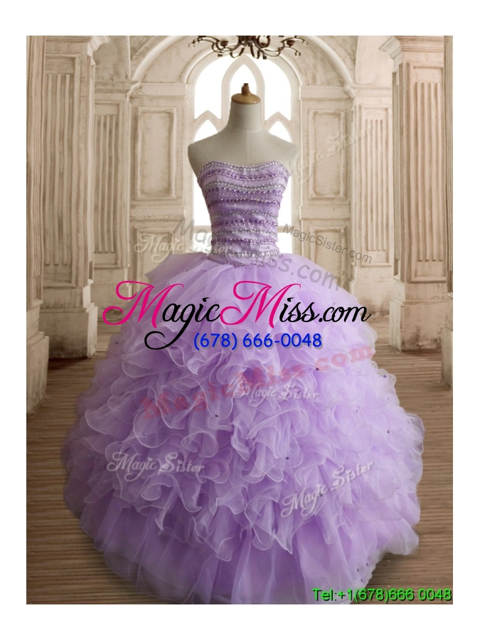 wholesale exclusive beaded and ruffled big puffy quinceanera dress in lavender