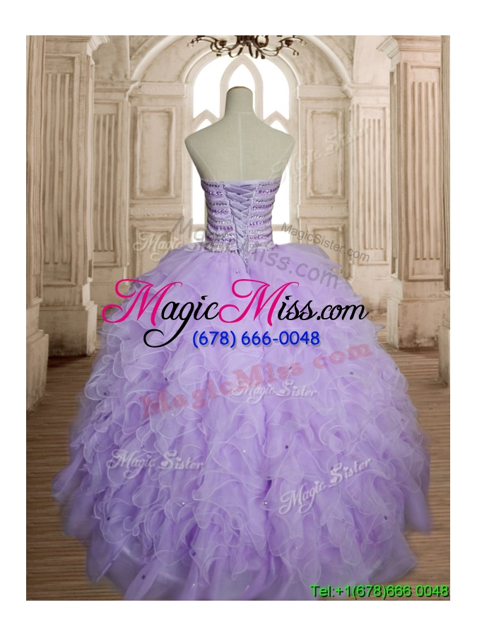 wholesale exclusive beaded and ruffled big puffy quinceanera dress in lavender