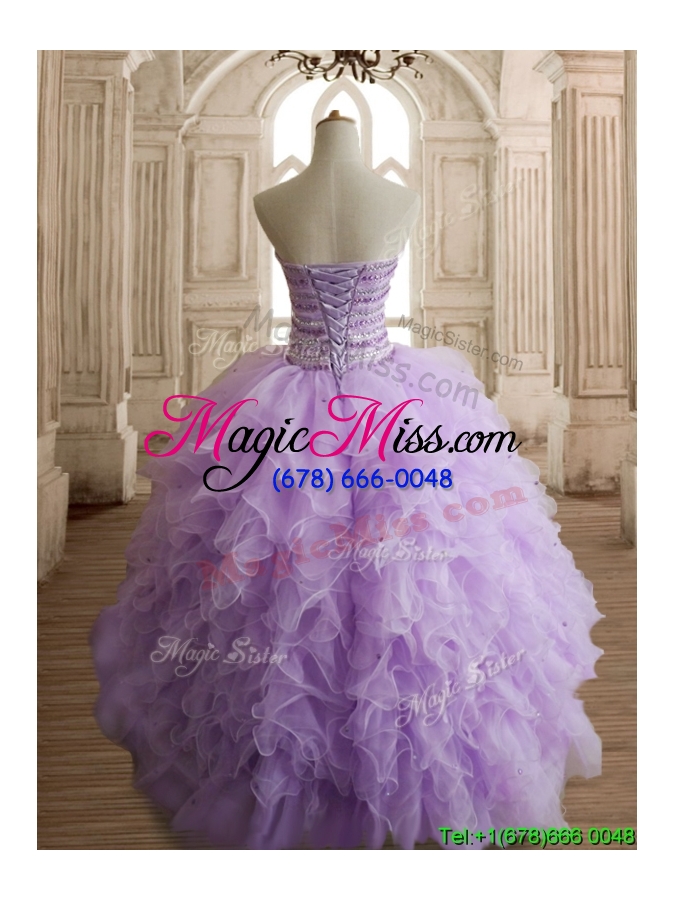 wholesale exclusive beaded and ruffled big puffy quinceanera dress in lavender