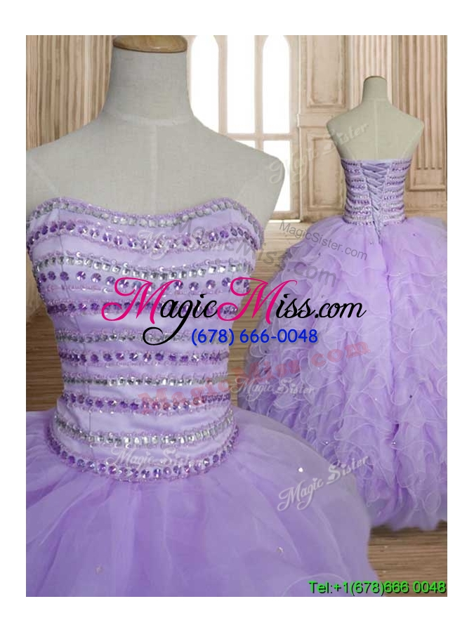 wholesale exclusive beaded and ruffled big puffy quinceanera dress in lavender