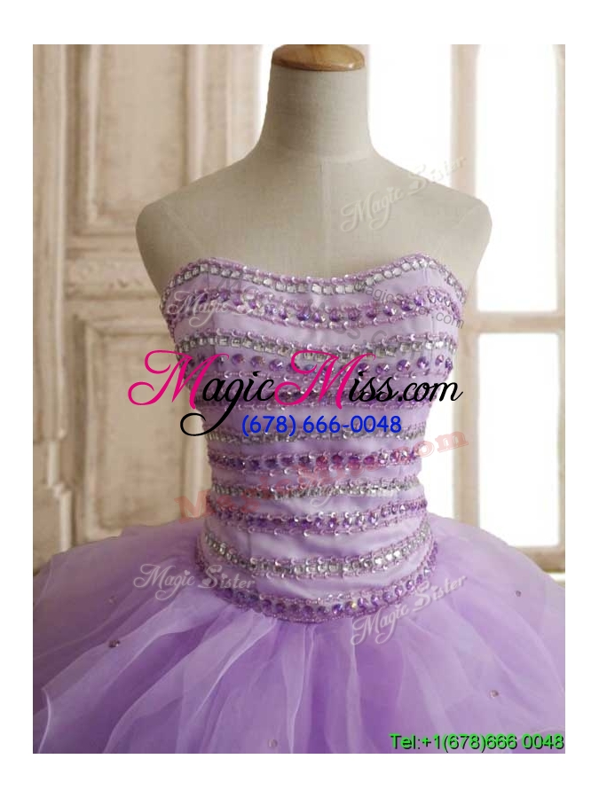 wholesale exclusive beaded and ruffled big puffy quinceanera dress in lavender