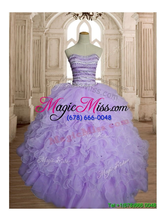 wholesale exclusive beaded and ruffled big puffy quinceanera dress in lavender