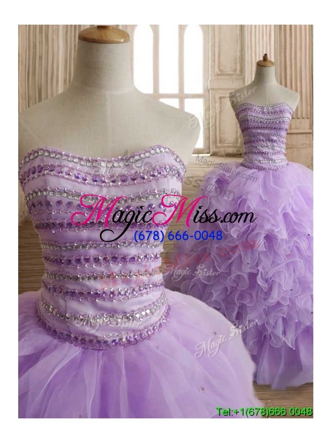 wholesale exclusive beaded and ruffled big puffy quinceanera dress in lavender