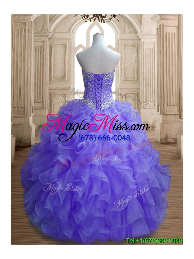 wholesale romantic organza beading and ruffles quinceanera dress in lavender