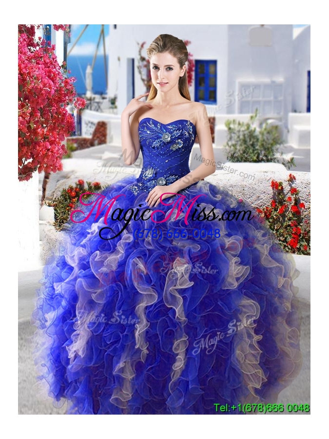 wholesale hot sale really puffy organza detachable sweet 16 dresses with appliques and ruffles