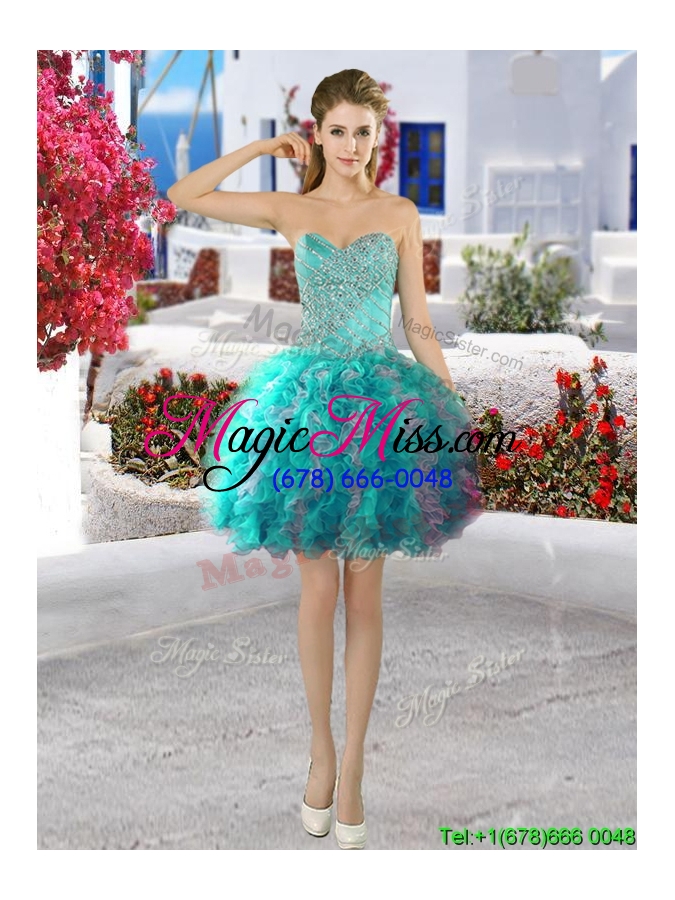 wholesale discount organza detachable quinceanera dresses with beading and ruffles