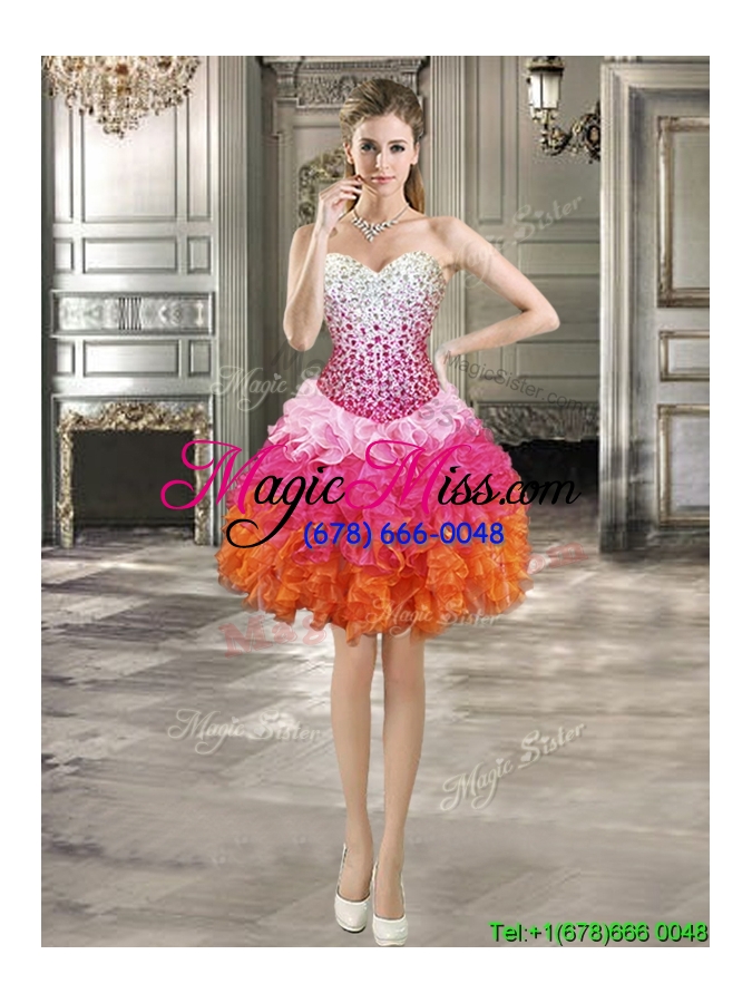 wholesale beautiful beaded and ruffled detachable quinceanera dresses in multi color