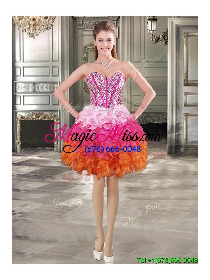 wholesale new arrivals rainbow detachable quinceanera dresses with beading and ruffles