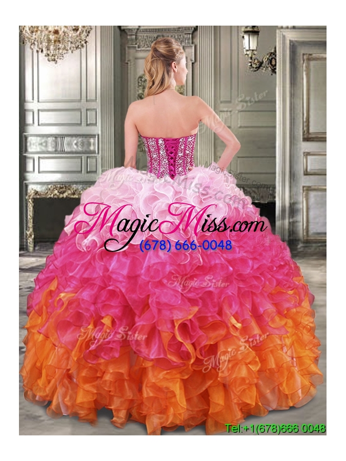 wholesale new arrivals rainbow detachable quinceanera dresses with beading and ruffles