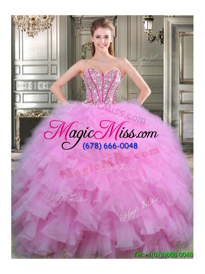 wholesale exquisite big puffy lilac detachable quinceanera dresses with beading and ruffles